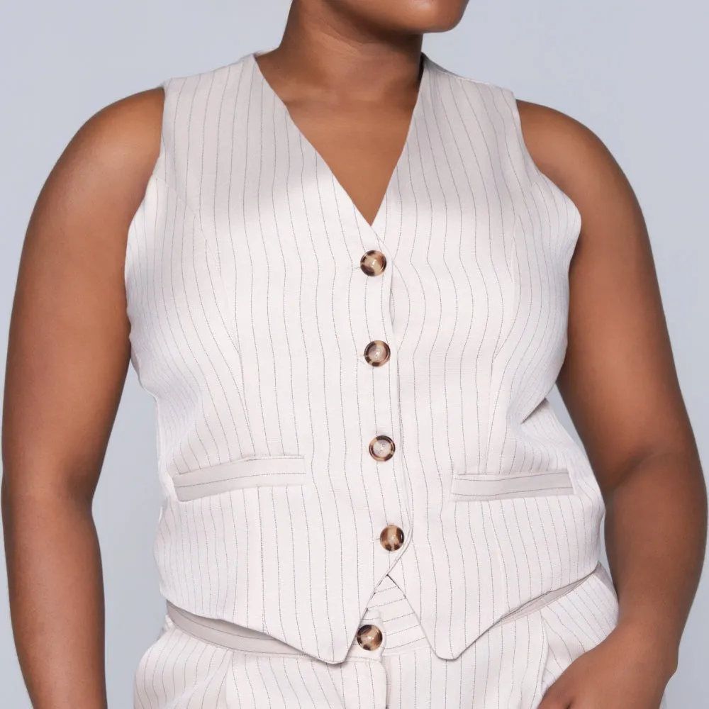 Striped Stone Waistcoat sold by Fashion World product image thumbnail 4