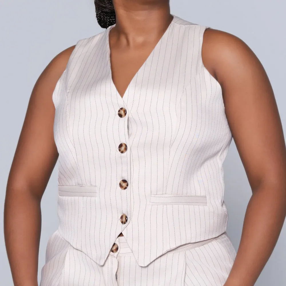 Striped Stone Waistcoat sold by Fashion World product image thumbnail 5