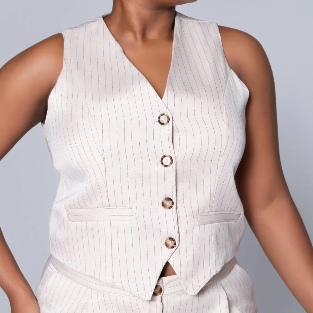 Striped Stone Waistcoat sold by Fashion World