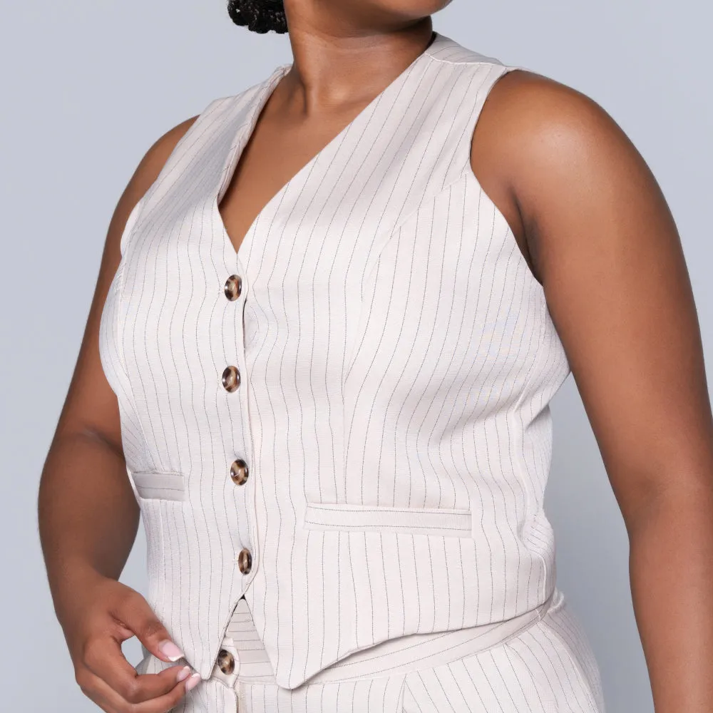 Striped Stone Waistcoat sold by Fashion World product image thumbnail 3