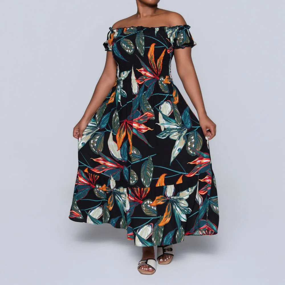 Plus Size Printed Smocking Dress sold by Fashion World