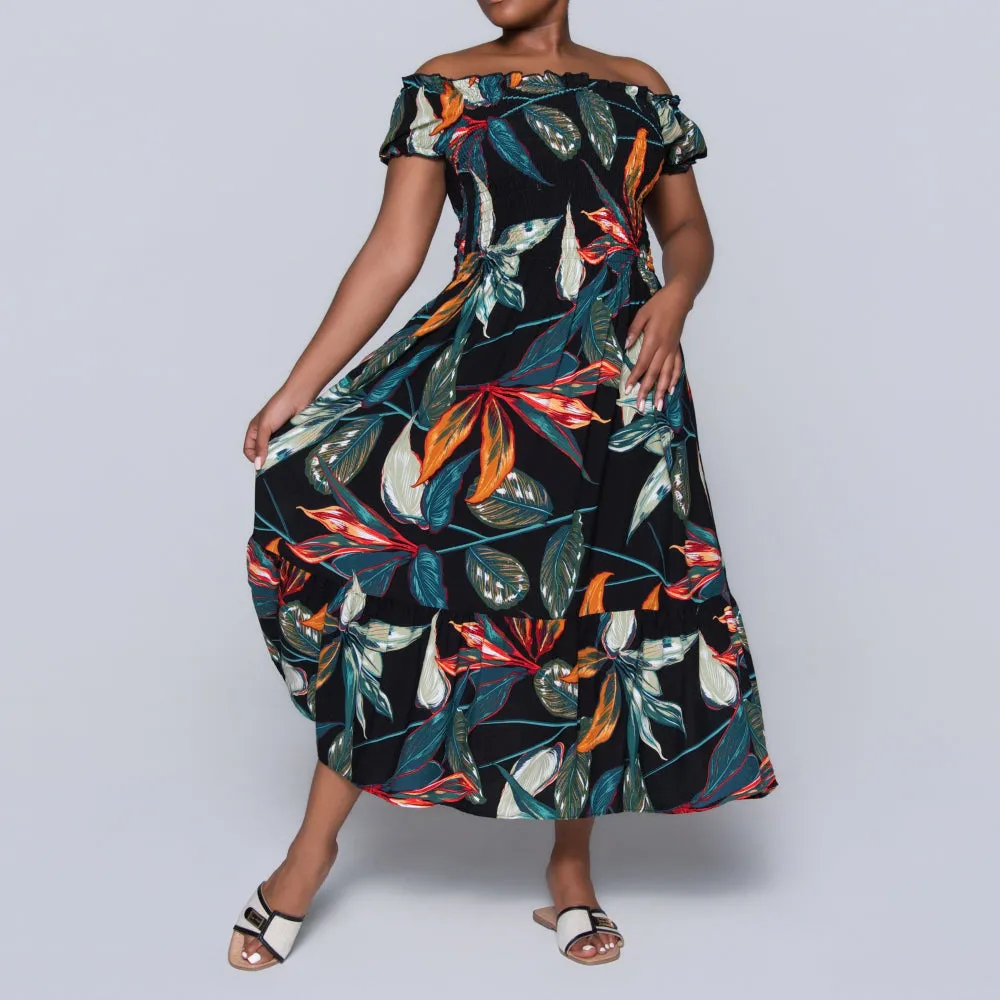 Plus Size Printed Smocking Dress sold by Fashion World product image thumbnail 4