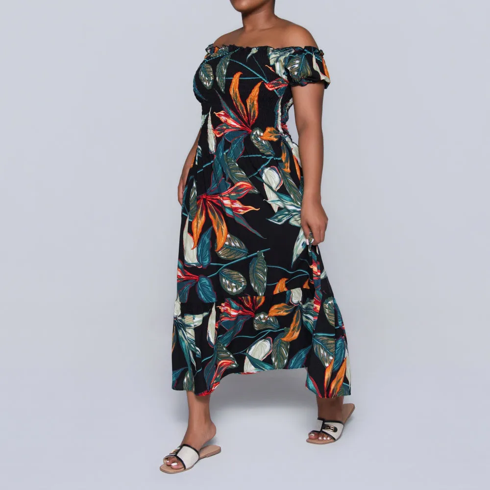 Plus Size Printed Smocking Dress sold by Fashion World product image thumbnail 5