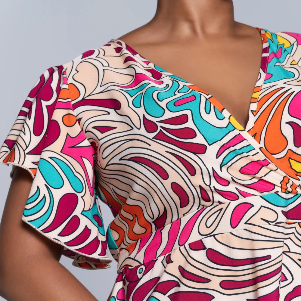 Cap Sleeve Printed Maxi Dress sold by Fashion World product image thumbnail 4