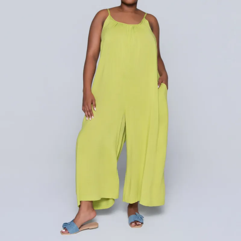 Strappy Chartreuse Viscose Jumpsuit sold by Fashion World