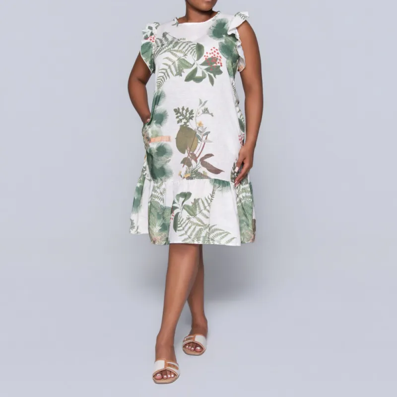 Green Short Sleeve Printed Tiered Tunic sold by Fashion World