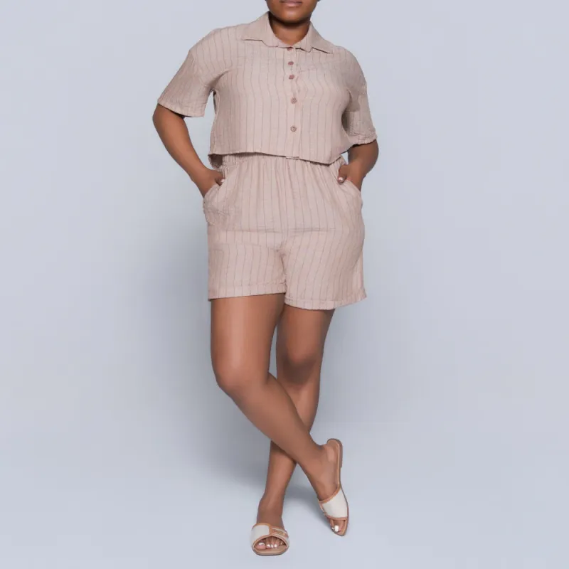 Stone Striped Airflow Top made by Fashion World