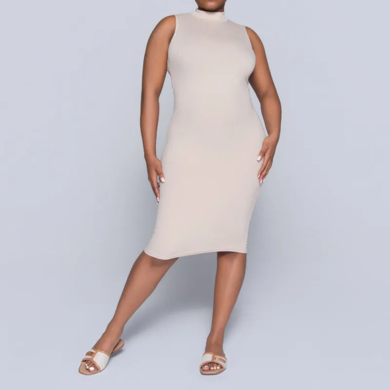 Stone Sleeveless Rib Turtle Neck Dress sold by Fashion World
