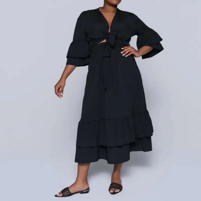 Plus Size Black Skirt And Top Set sold by Fashion World