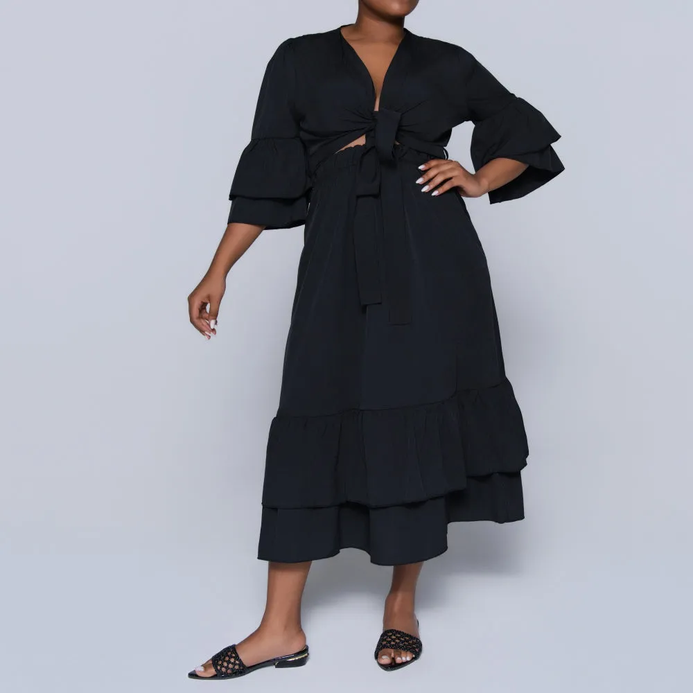 Plus Size Black Skirt And Top Set sold by Fashion World
