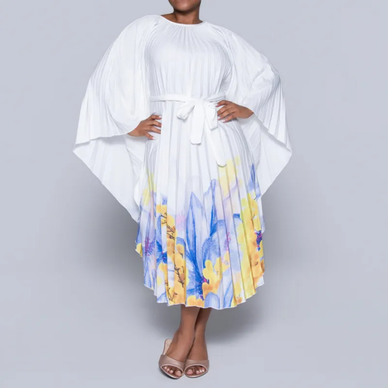 Printed Pleated Tie-Belt Tunic sold by Fashion World