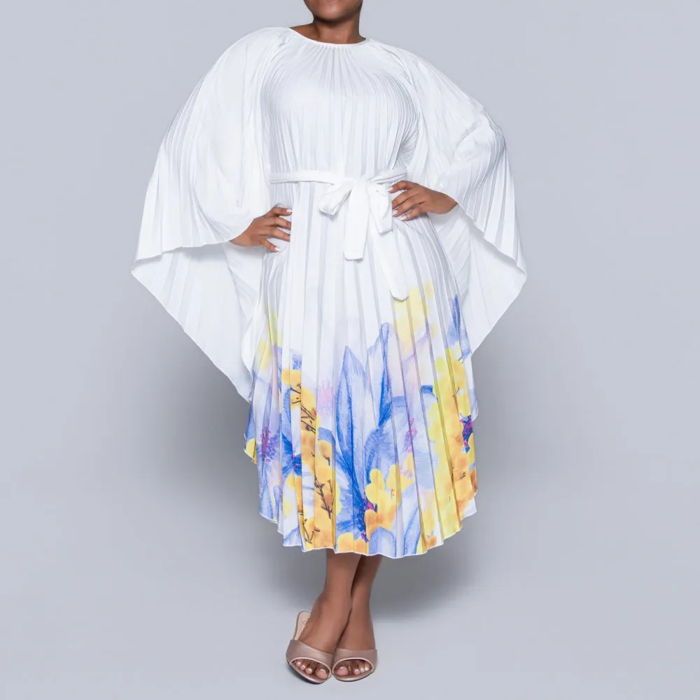 Printed Pleated Tie-Belt Tunic sold by Fashion World