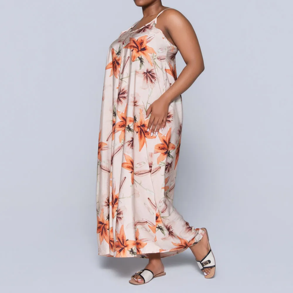 Peach Sleeveless Printed Airflow Dress sold by Fashion World product image thumbnail 4