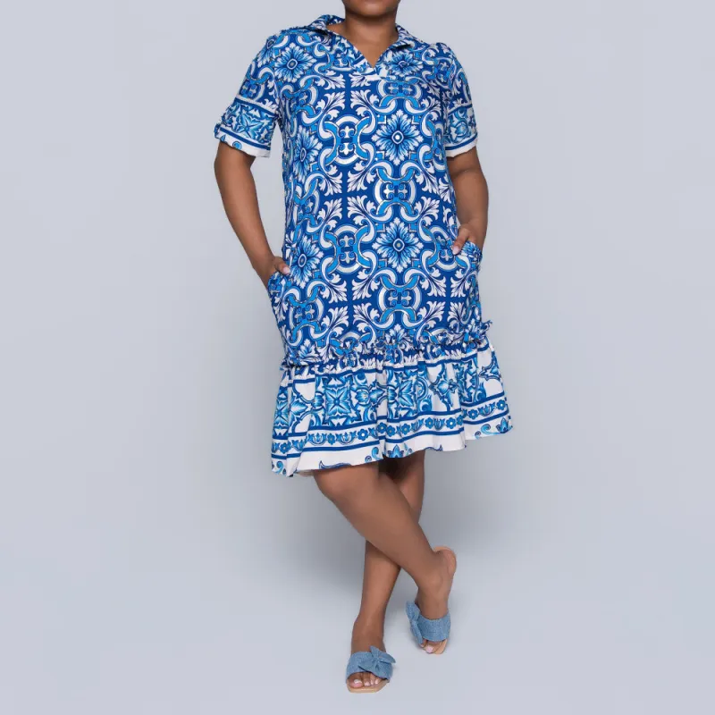 Short Sleeves Border Print Tunic sold by Fashion World