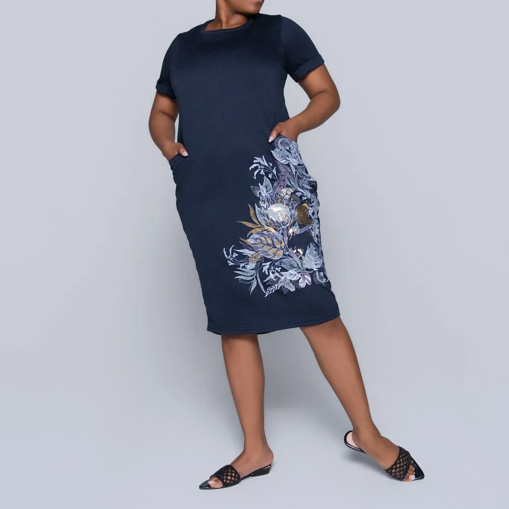 Plus Size Navy Front Print Tunic sold by Fashion World product image thumbnail 4