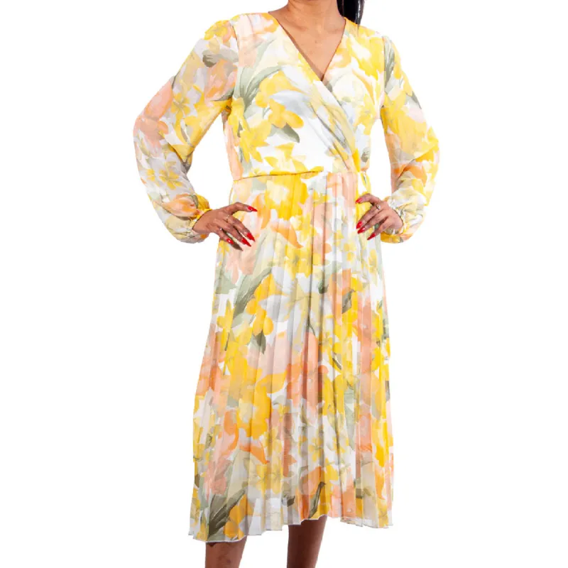 Printed Pleated Chiffon Dress sold by Fashion World