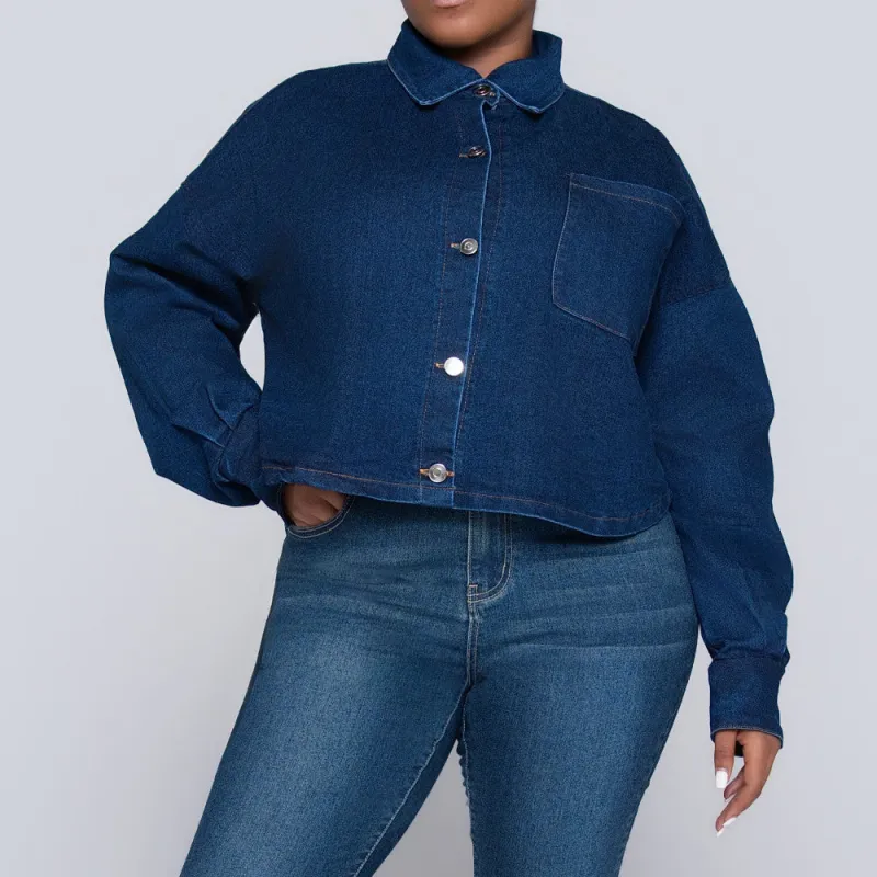 Long Sleeve Denim Pocket Edit Top made by Fashion World