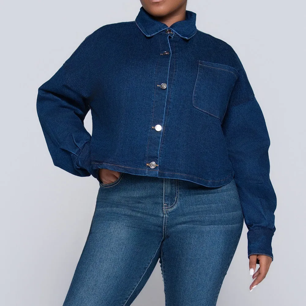 Long Sleeve Denim Pocket Edit Top sold by Fashion World