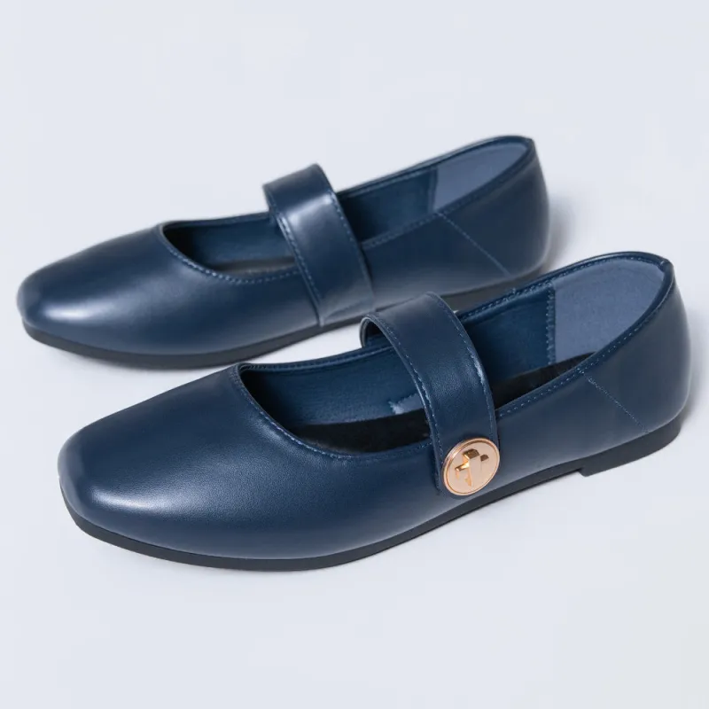 Ladies Navy Broad Strap Comfort Pump made by Fashion World