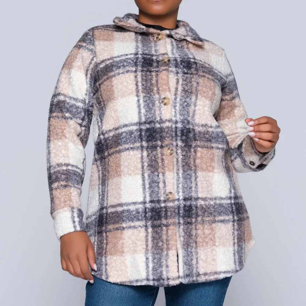 Plus Size Boucle Check Print Top sold by Fashion World