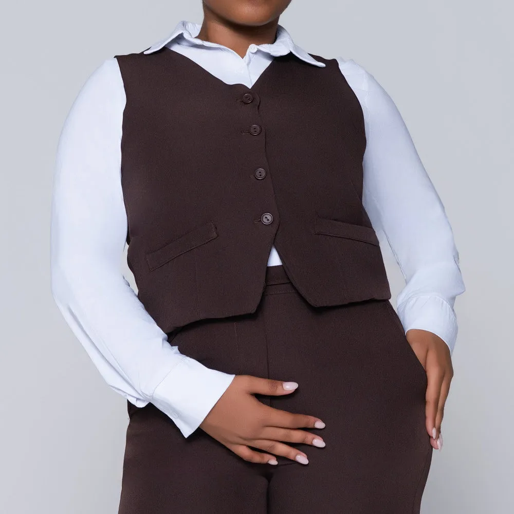 Choc Sleeveless Waistcoat sold by Fashion World