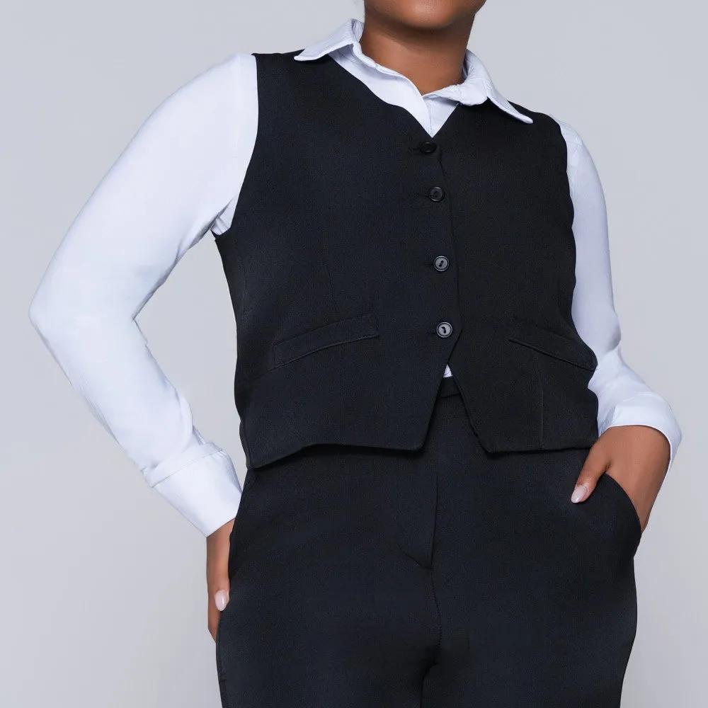 Black Sleeveless Waistcoat sold by Fashion World