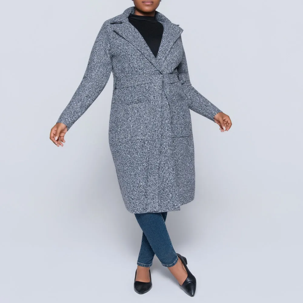 Plus Size Long Sleeve Grey Boucle Melton Jacket sold by Fashion World product image thumbnail 4