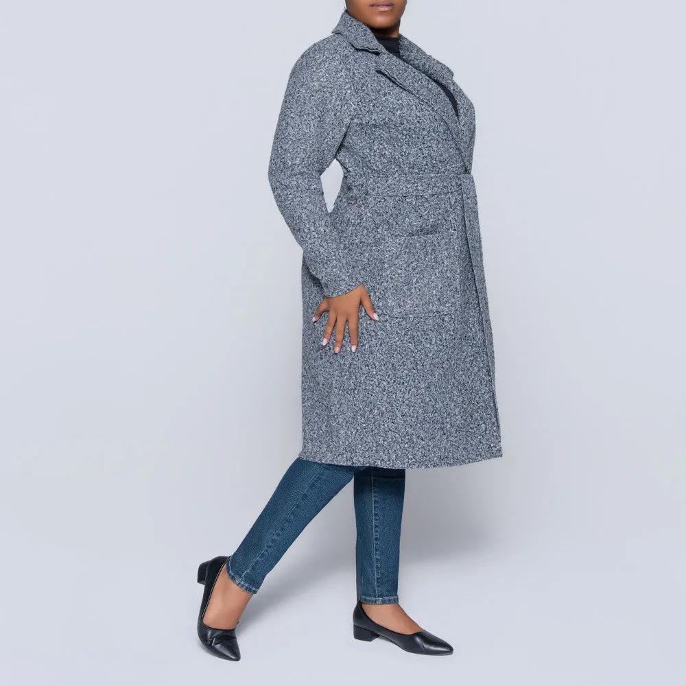 Plus Size Long Sleeve Grey Boucle Melton Jacket sold by Fashion World product image thumbnail 5