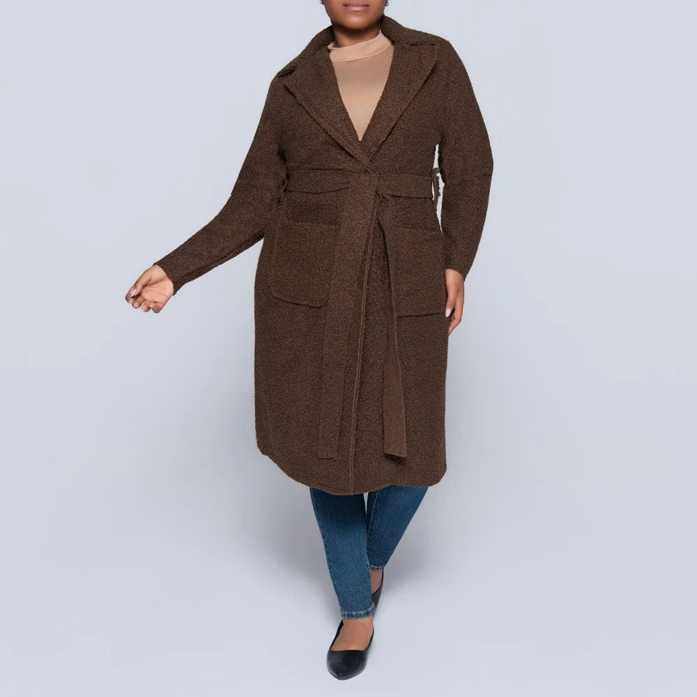 Plus Size Long Sleeve Choc Boucle Melton Jacket sold by Fashion World product image thumbnail 4