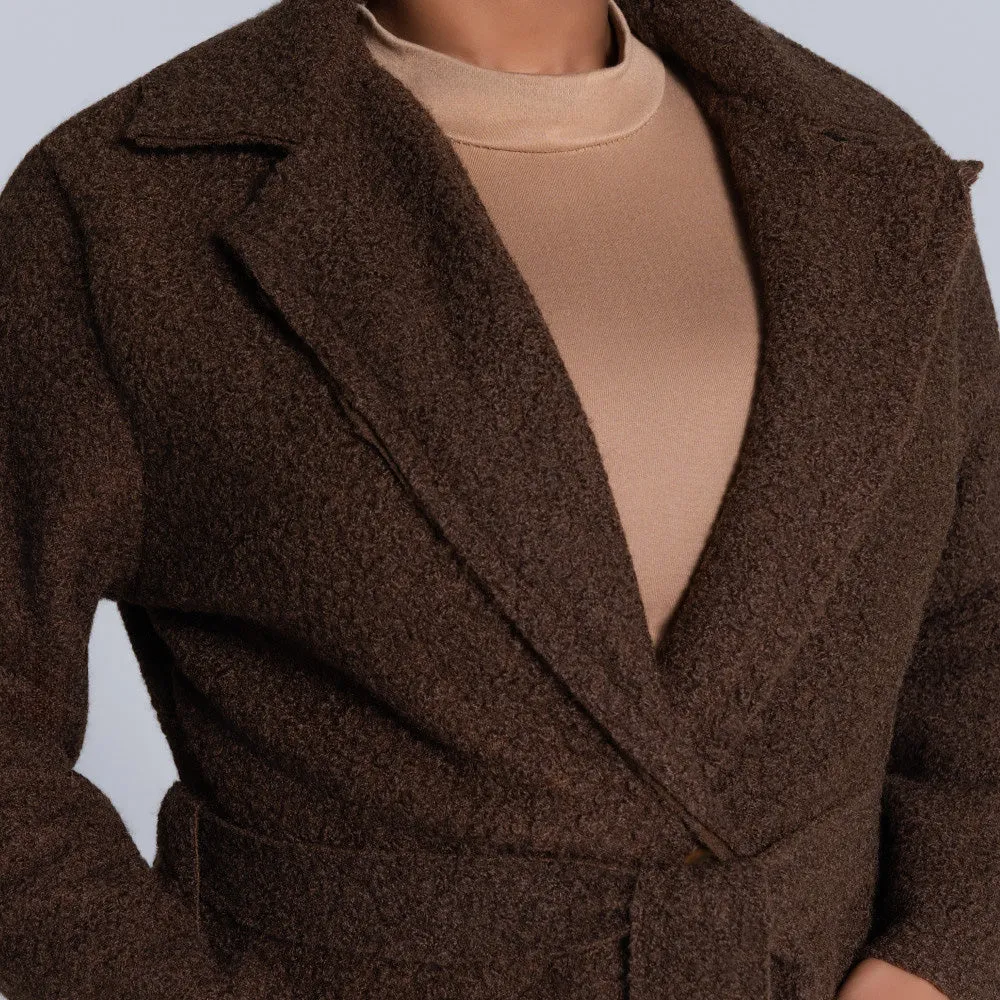 Plus Size Long Sleeve Choc Boucle Melton Jacket sold by Fashion World product image thumbnail 3