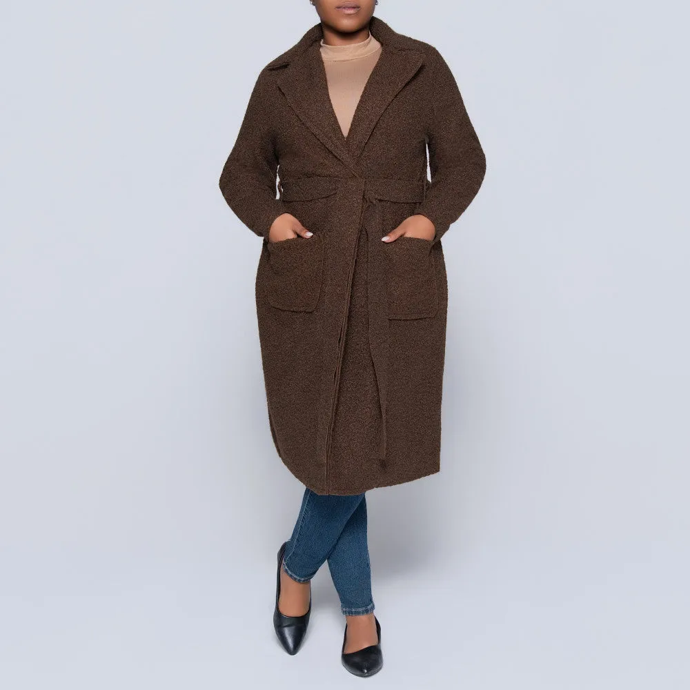 Plus Size Long Sleeve Choc Boucle Melton Jacket sold by Fashion World product image thumbnail 5