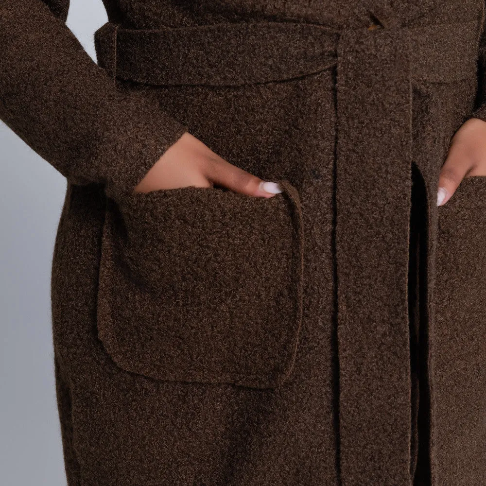 Plus Size Long Sleeve Choc Boucle Melton Jacket sold by Fashion World product image thumbnail 2