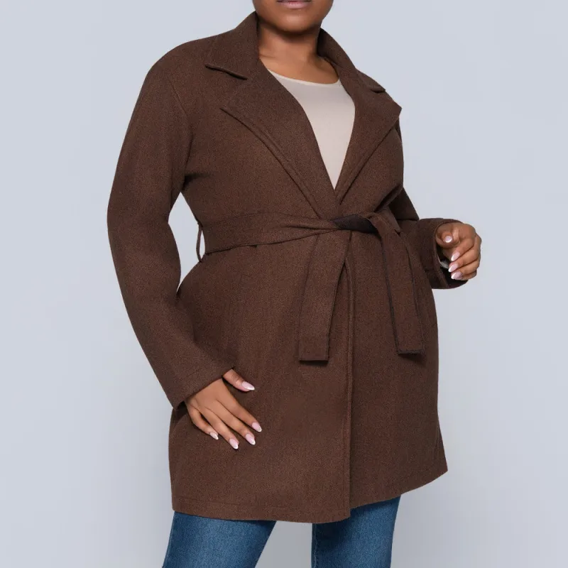 Long Sleeve Choc Melton Jacket made by Fashion World
