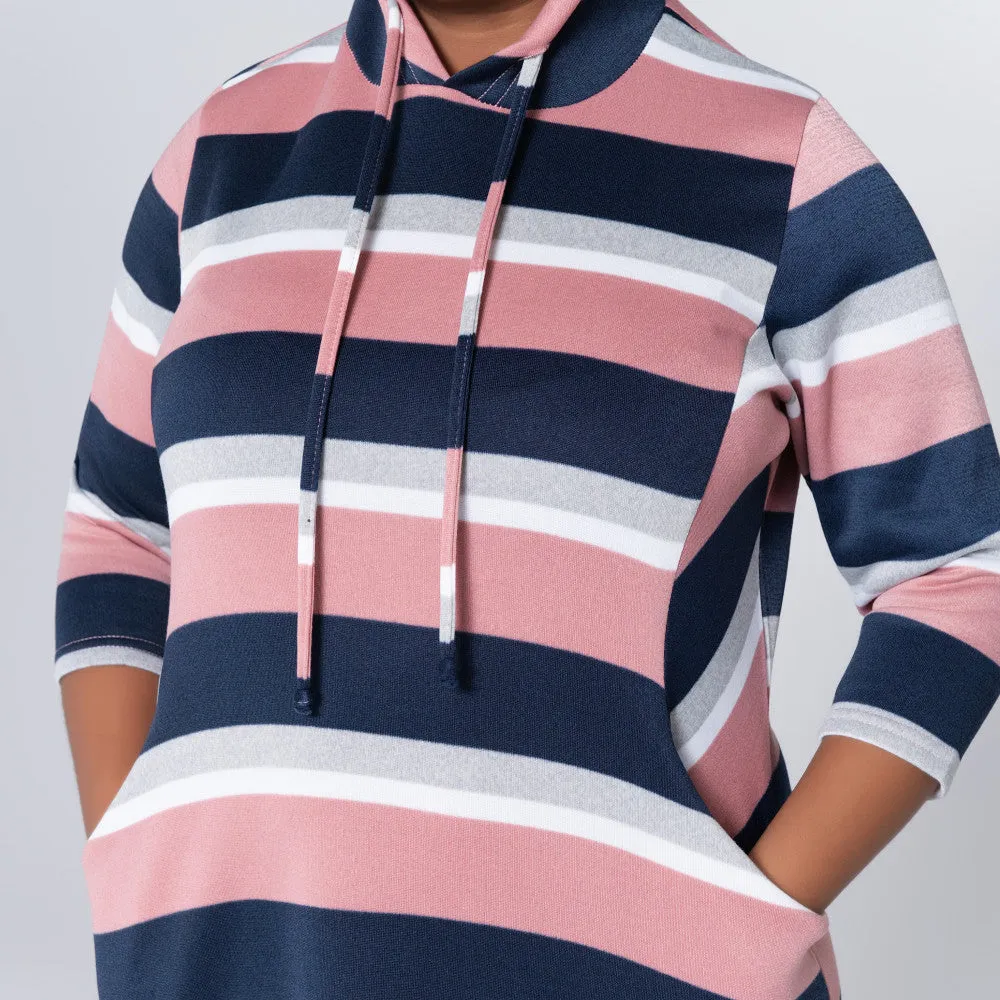 Plus Size Hooded Mink/Navy Tunic sold by Fashion World product image thumbnail 2