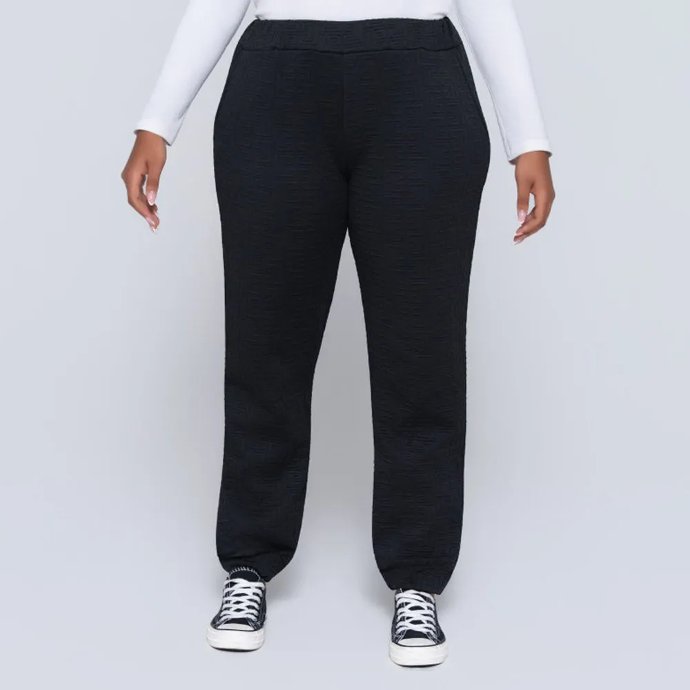 Black Jacquard Poly Span Track Pants sold by Fashion World product image thumbnail 4