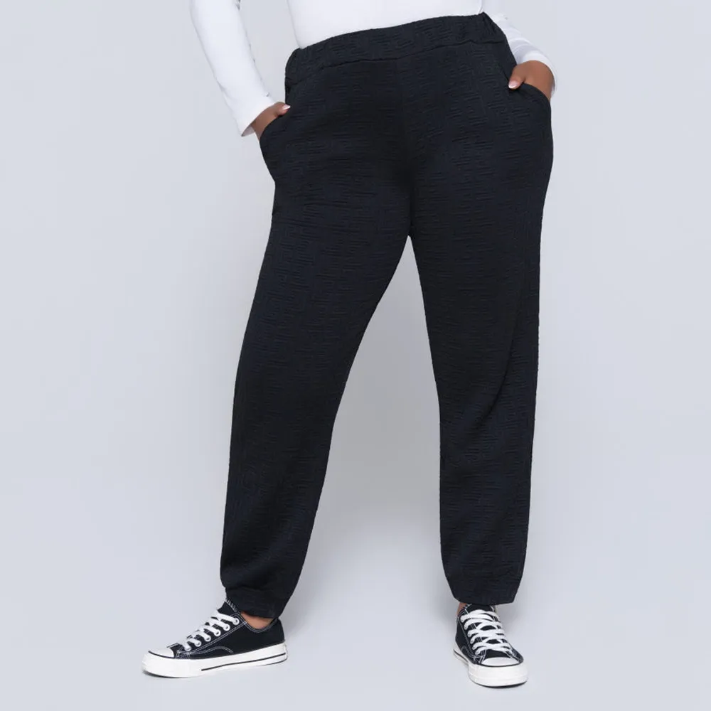 Black Jacquard Poly Span Track Pants sold by Fashion World