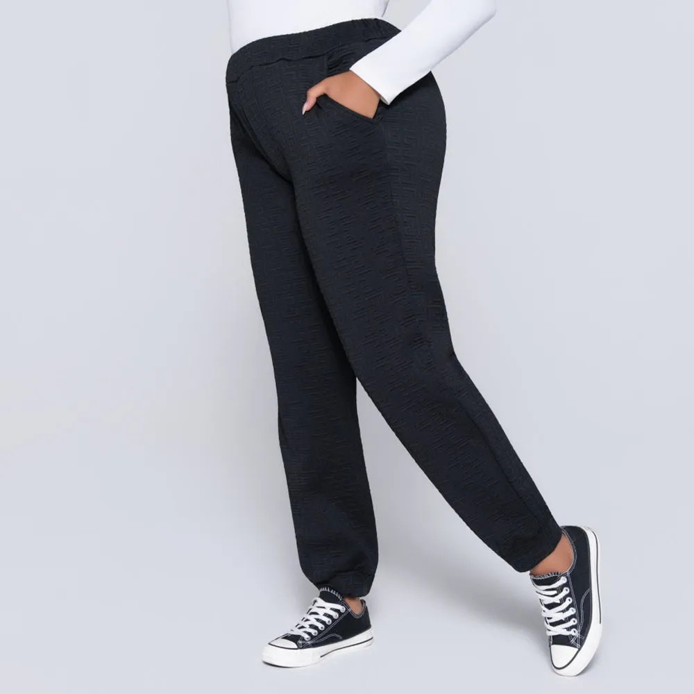 Black Jacquard Poly Span Track Pants sold by Fashion World product image thumbnail 2