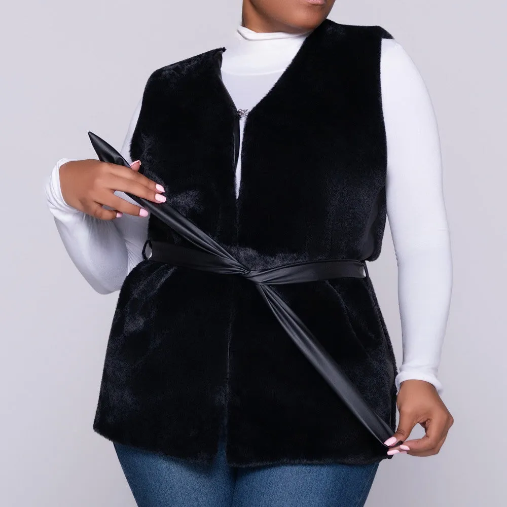 Black Sleeveless Fur Jacket sold by Fashion World product image thumbnail 5