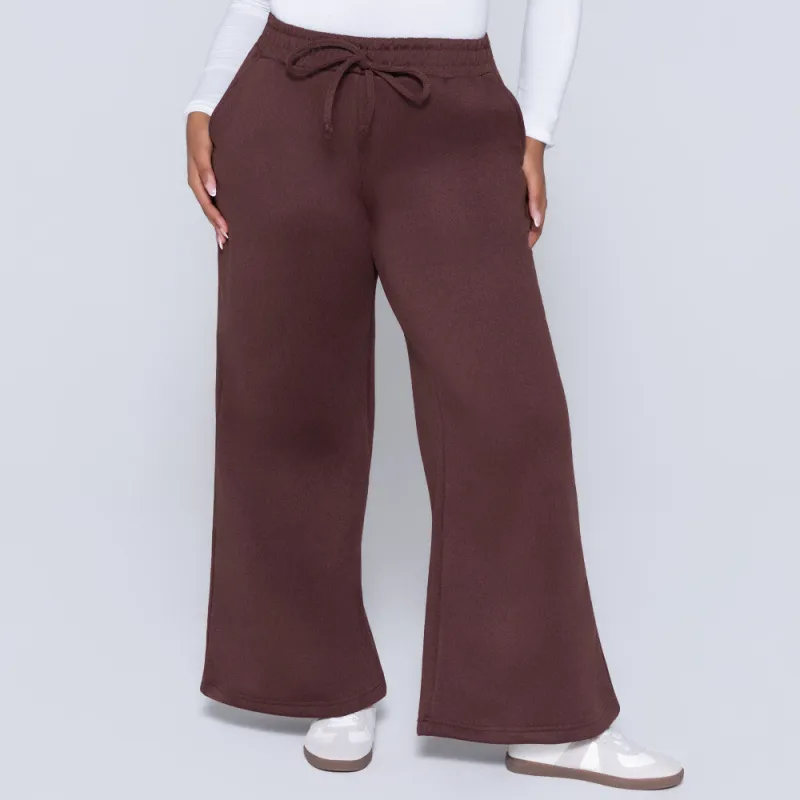 Chocolate Wide Leg Track Pants made by Fashion World