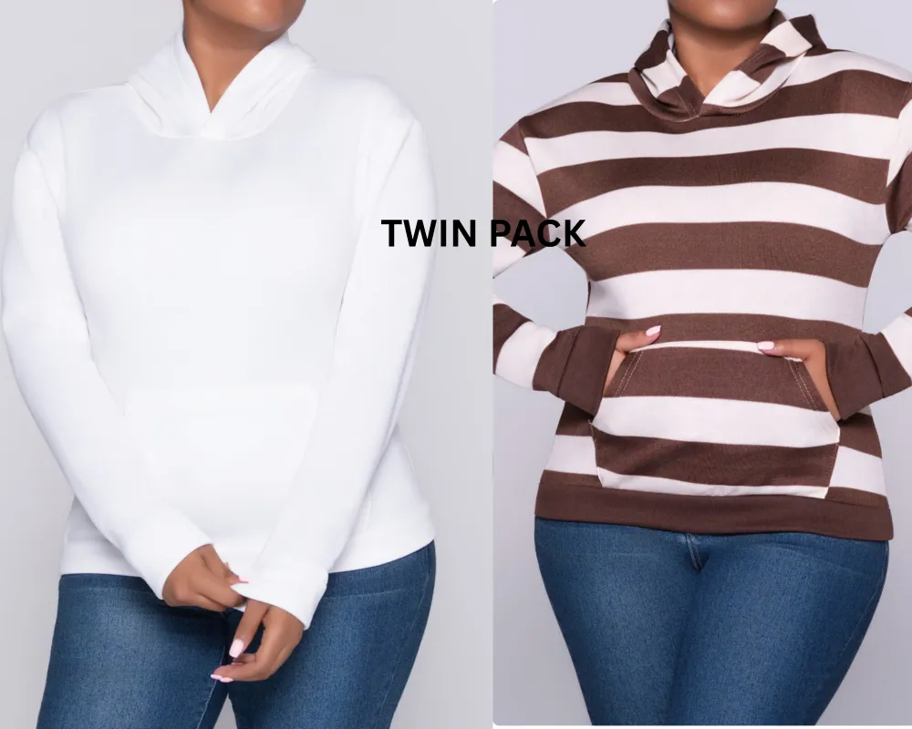 Stiped And Plain Twinpack Top made by Fashion World