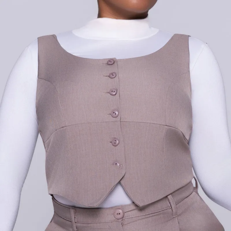 Mocca Sleeveless Waistcoat made by Fashion World