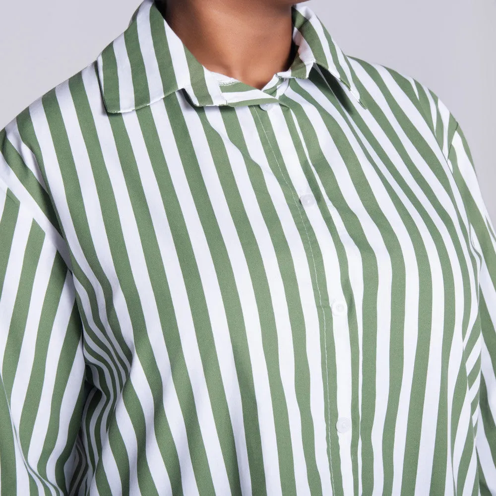 Long Sleeve Green/White Striped Tunic sold by Fashion World product image thumbnail 3