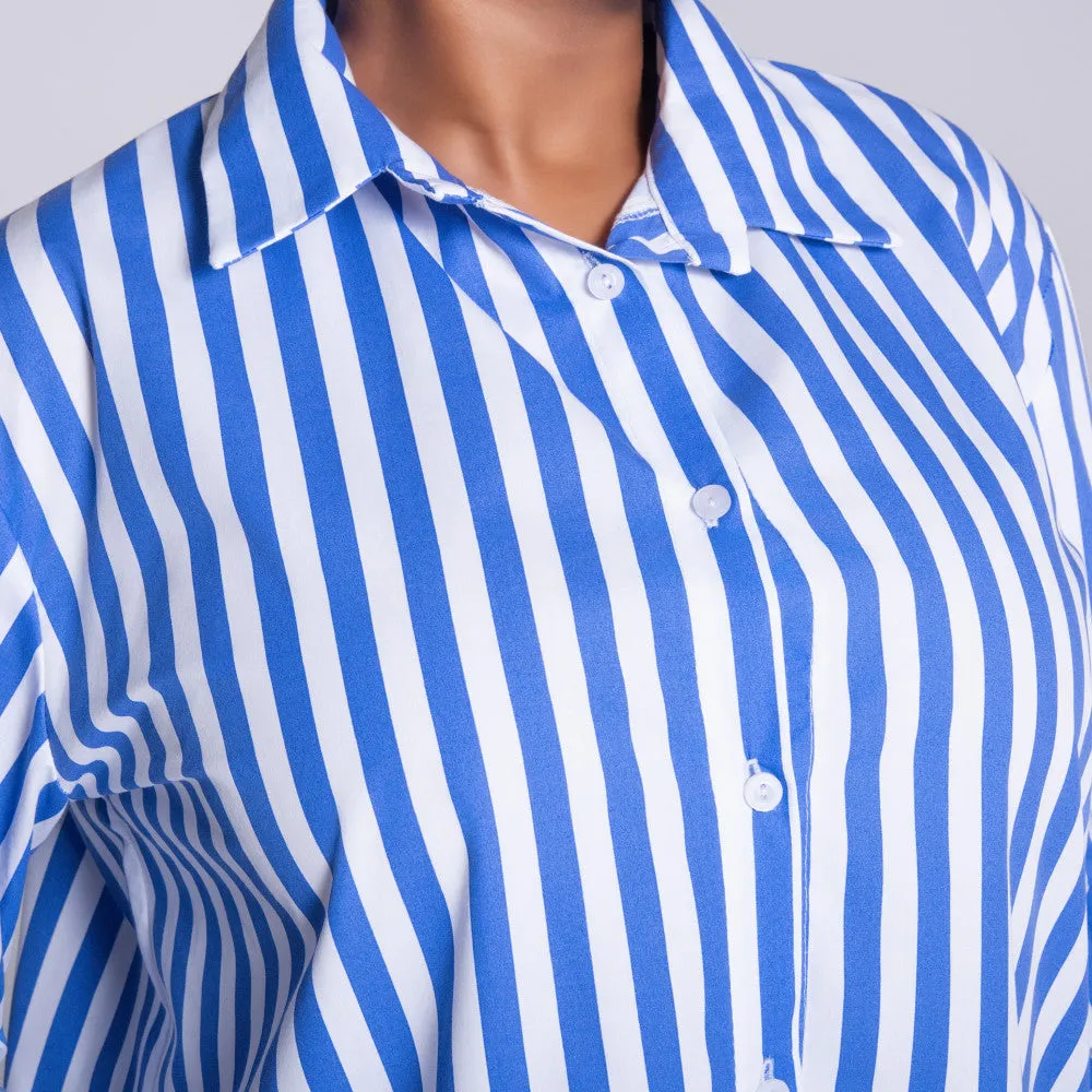 Long Sleeve Blue/White Striped Tunic sold by Fashion World product image thumbnail 3