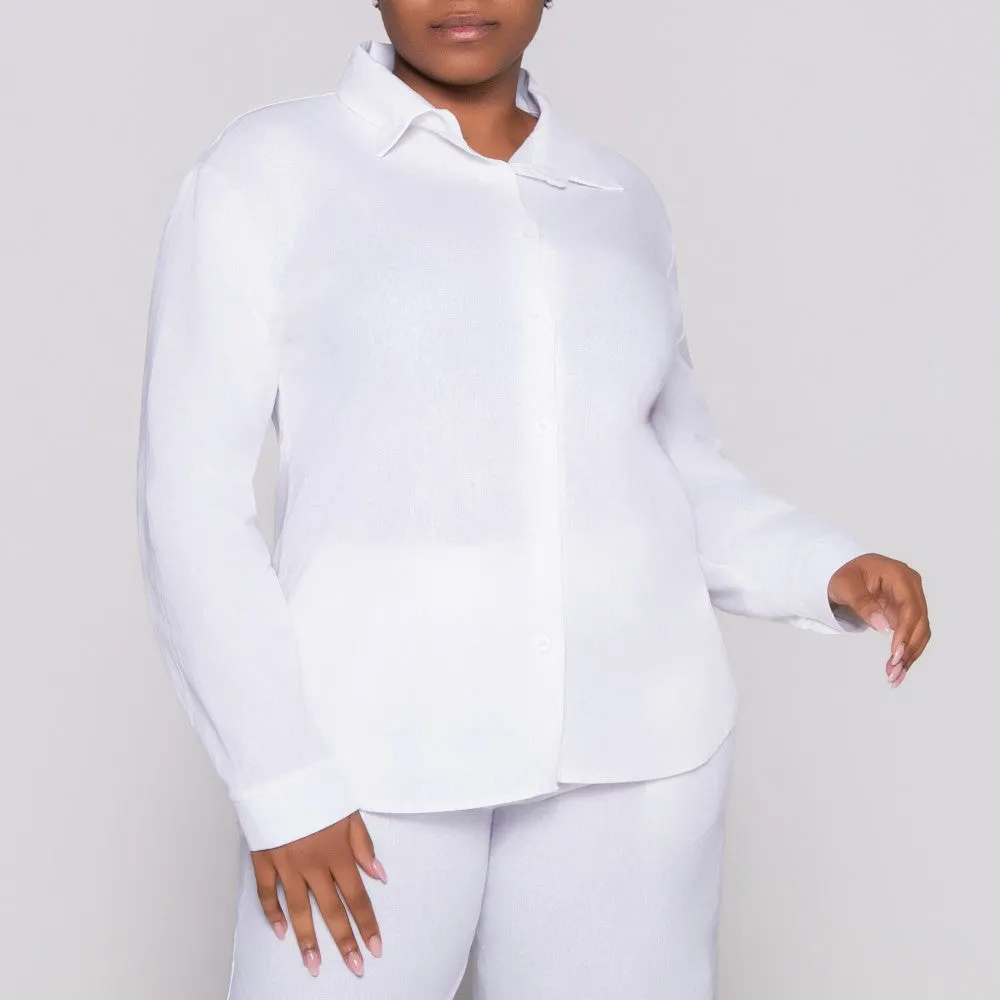 Long Sleeve White Button Up Top sold by Fashion World product image thumbnail 4