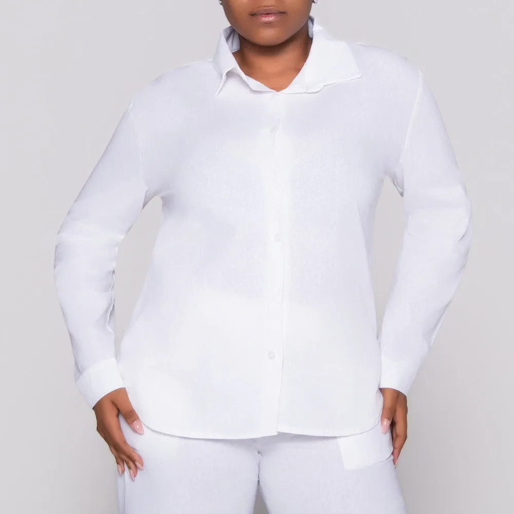 Long Sleeve White Button Up Top sold by Fashion World product image thumbnail 5