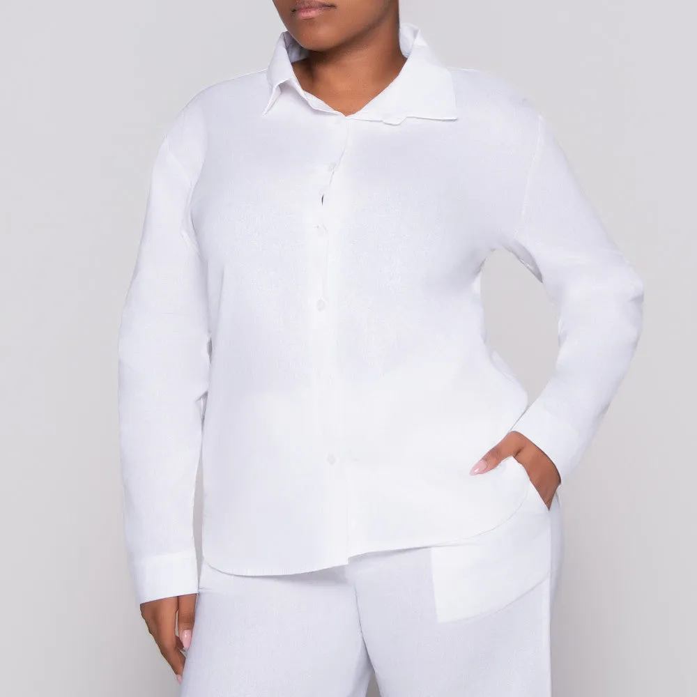 Long Sleeve White Button Up Top sold by Fashion World product image thumbnail 2