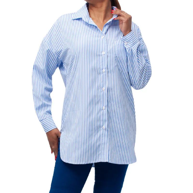 Blue Striped Cotton Shirt sold by Fashion World