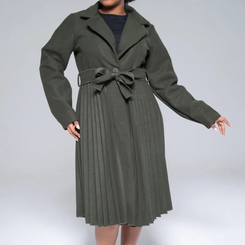 Olive Pleated Melton Jacket sold by Fashion World