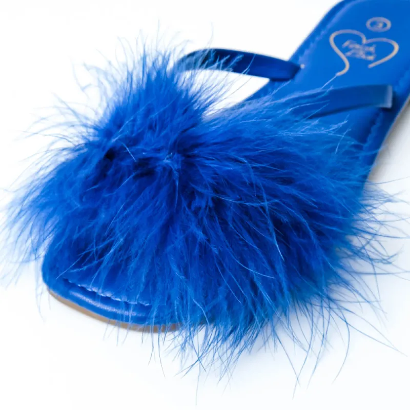 Blue Fluffy Feather Sandals sold by Fashion World