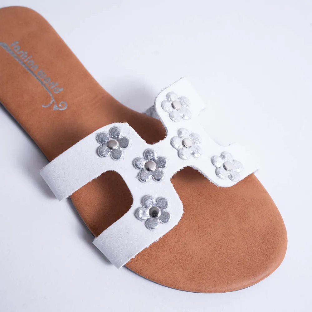 White Flower Detail Sandals sold by Fashion World